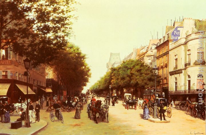 Le Boulevard Des Italiens painting - Edmond Grandjean Le Boulevard Des Italiens art painting